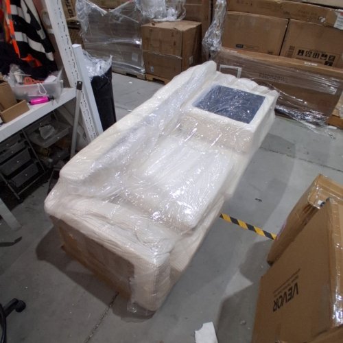 2PC SOFA AND OTTOMAN - SOFA 64" X 36" X 28" - OTTOMAN 24" X 24" X 15" - WHITE image 10