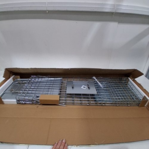 VEVOR HUMANE ANIMAL TRAP, GALVANIZED IRON - 30" X 10" X 12" - SILVER (MODEL: LB-28A) image 2
