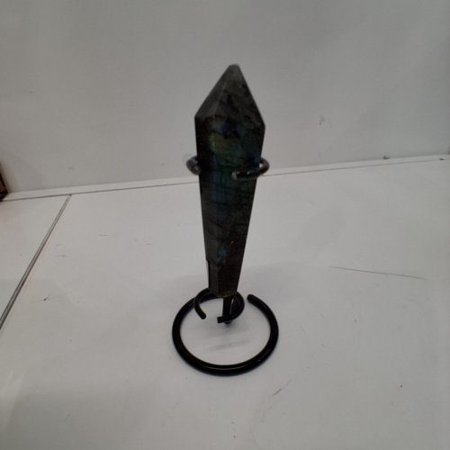 CARVED LABRADORITE CRYSTAL TOWER WITH STAND DISPLAY - 4" image 3