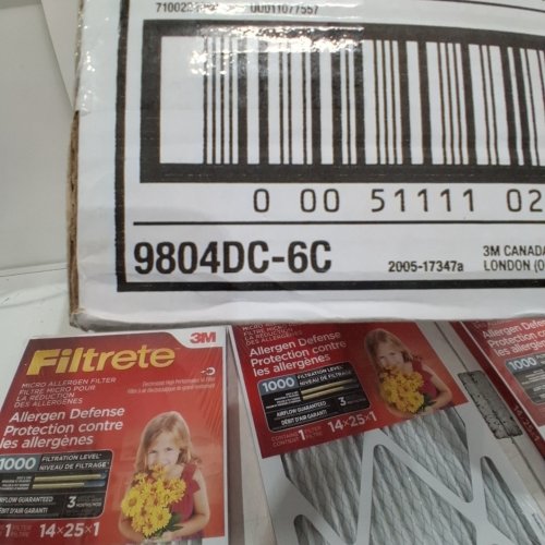 3PK 3M FILTRETE MICRO ALLERGEN DEFENSE FURNACE FILTER MPR 1000 - 14" X 25" X 1" - WHITE (MODEL: 9801DC-6C) image 2