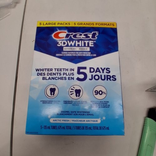 5PK CREST 3D WHITE ADVANCED TEETH WHITENING TOOTHPASTE - ARCTIC FRESH - 135ML EACH image 2