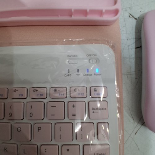 2PC SMART KEYBOARD CASE AND WIRELESS MOUSE - COMPATIBLE FOR SAMSUNG GALAXY TAB S10 LITE/S10 FE/S9 FE/S9/S8- PINK image 2
