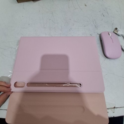 2PC SMART KEYBOARD CASE AND WIRELESS MOUSE - COMPATIBLE FOR SAMSUNG GALAXY TAB S10 LITE/S10 FE/S9 FE/S9/S8- PINK image 5