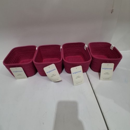 4PK BRIGHTROOM COILED POLYESTER COTTON ROPE BASKETS - 8" X 6" X 4" - PINK image 2