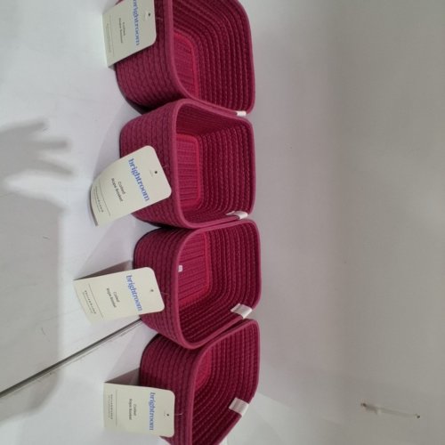 4PK BRIGHTROOM COILED POLYESTER COTTON ROPE BASKETS - 8" X 6" X 4" - PINK image 3