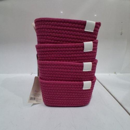 4PK BRIGHTROOM COILED POLYESTER COTTON ROPE BASKETS - 8" X 6" X 4" - PINK image 4