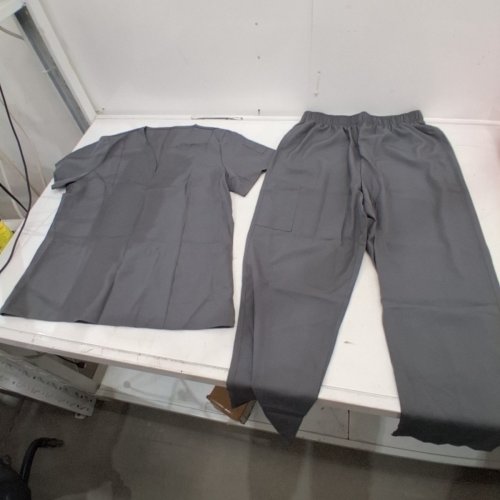 2PC UNISEX ADULTS UNIFORM WORLD SCRUBS SET - SMALL - GREY image 2
