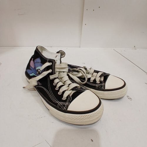 WOMEN'S HIGH-TOP CONVERSE STYLE SNEAKERS WITH STITCH GRAPHIC - SIZE 10.5 - BLACK, WHITE image 2