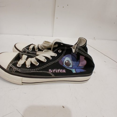 WOMEN'S HIGH-TOP CONVERSE STYLE SNEAKERS WITH STITCH GRAPHIC - SIZE 10.5 - BLACK, WHITE image 3