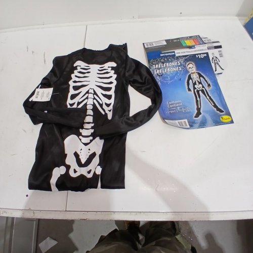 BOYS PARTYHOLIC SKELEBONES COSTUME JUMPSUIT - ONE SIZE - BLACK / WHITE image 2