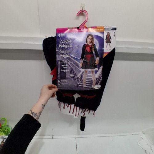 ZOMBIE BABYDOLL COSTUME DRESS - MEDIUM (8-10) - BLACK AND RED (MODEL: Y50386-M) image 3