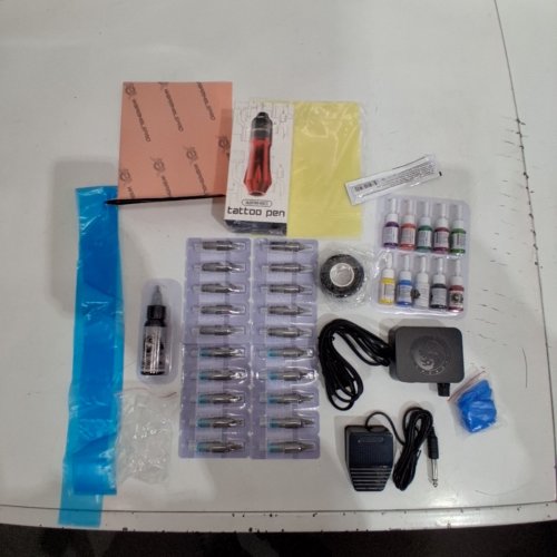WORMHOLE TATTOO PEN KIT FOR ARTISTS AND BEGINNERS - 20PC TATTOO CARTRIDGE NEEDLES - 10PC COLOR INKS - FOOT PEDAL, POWER SUPPLY, RCA CORD (WTK079) image 3