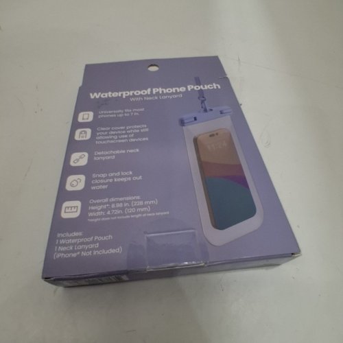 GEMS WATERPROOF PHONE POUCH WITH NECK LANYARD - FOR PHONES UP TO 7" - PERIWINKLE image 3