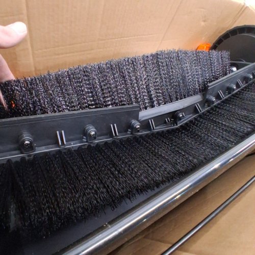 PUSH LAWN HEAVY DUTY YARD SWEEPER WITH HOPPER BAG, ADJUSTABLE BRUSH HEIGHT & SPINNING BRUSHES - 26" LEAF & GRASS COLLECTOR WITH 7 CU. FT. - ORANGE/BLACK (MODEL: S19-002A) image 3