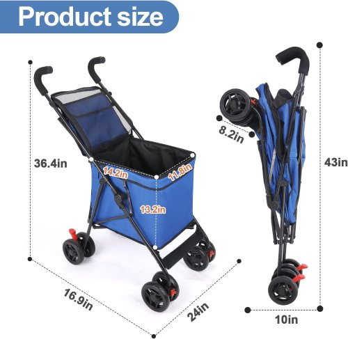 WEDYVKO MULTPURPOSE STROLLER FOR GROCERIES OR PETS - BLUE image 2