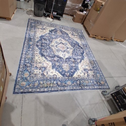 WASHABLE NON-SLIP TRADITIONAL VINTAGE AREA RUG - 8FT X 10FT - BLUE image 2
