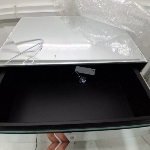 ROUNDED MIRRORED VANITY DRESSING SIDE TABLE - 16.5" - MIRRORED SILVER image 4