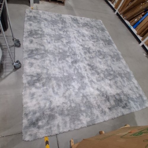 PLUSH TIE-DYED FLUFFY RUGS SHAGGY CARPET RUG - 8FT X 10FT - LIGHT GREY image 2