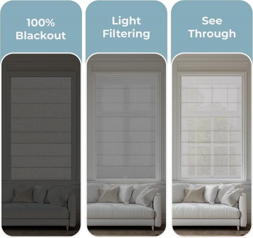 SEEUNANA NO DRILL ROMAN LINEN SHADES - 57" X 48" - FLAXEN WHITE LINEN image 2