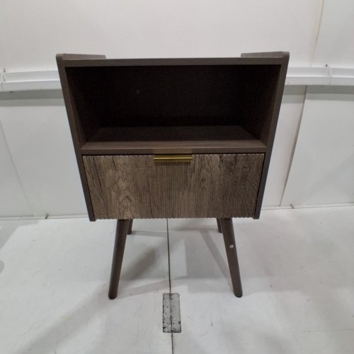FLUTED 1-DRAWER NIGHT STAND SIDE END TABLE - 15.75" X 11.8" X 25.6" - GREY image 2
