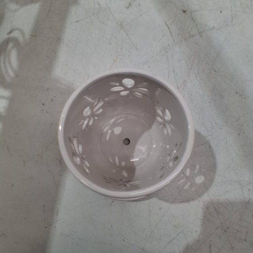 CERAMIC ORCHID POT WITH HOLES AND SAUCER FOR INDOOR/OUTDOOR - 5" - WHITE image 3