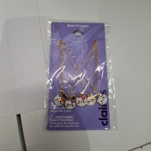 5PC GIRL'S CLAIRES BEST FRIENDS CAT NECKLACES - 16" + 3"- GOLD TONE image 2