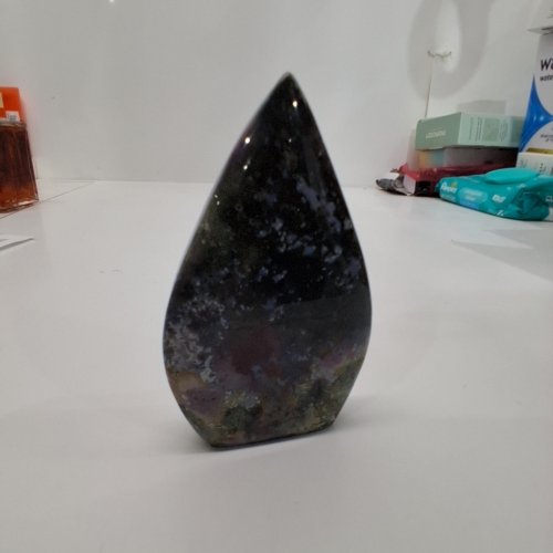 FLAME FREE FORM TEARDROP SHAPED OCEAN JASPER/ SCENIC AGATE CRYSTAL - 26G image 2