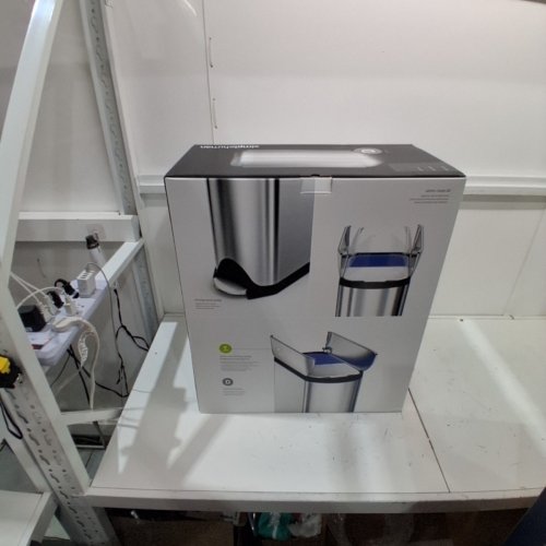 SIMPLEHUMAN DUAL COMPARTMENT RECYCLING STEP TRASH CAN WITH BUTTERFLY LID - 40L - SILVER - (MODEL: CW2017) image 2