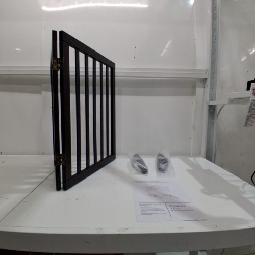 SEMIOCTHOME FOLDABLE FREESTANDING BAMBOO PET GATE - 2 PANEL - 37" X 24" - BLACK image 2