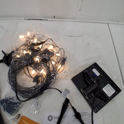 BRIGHTOWN OUTDOOR SOLAR STRING LIGHTS - 58FT WITH REMOTE CABLE TIES AND HOOKS, G40 PATIO LIGHTS, 25 LED SHATTERPROOF E12 BULBS, 4 LIGHT MODES, DIMMABLE - BLACK image 2