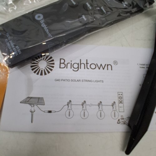 BRIGHTOWN OUTDOOR SOLAR STRING LIGHTS - 58FT WITH REMOTE CABLE TIES AND HOOKS, G40 PATIO LIGHTS, 25 LED SHATTERPROOF E12 BULBS, 4 LIGHT MODES, DIMMABLE - BLACK image 3