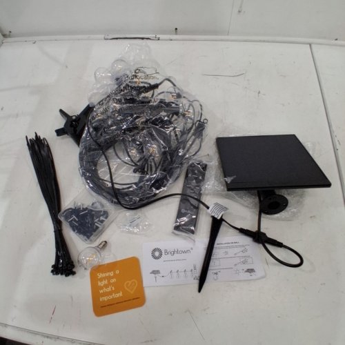 BRIGHTOWN OUTDOOR SOLAR STRING LIGHTS - 58FT WITH REMOTE CABLE TIES AND HOOKS, G40 PATIO LIGHTS, 25 LED SHATTERPROOF E12 BULBS, 4 LIGHT MODES, DIMMABLE - BLACK image 4