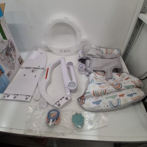 FISHER-PRICE PORTABLE BABY CHAIR SIT-ME-UP FLOOR SEAT WITH DEVELOPMENTAL TOYS / WASHABLE SEAT PAD - 25LBS MAX - WHITE/MULTICOLOUR - (MODEL: HBM78) image 2