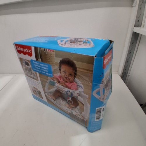 FISHER-PRICE PORTABLE BABY CHAIR SIT-ME-UP FLOOR SEAT WITH DEVELOPMENTAL TOYS / WASHABLE SEAT PAD - 25LBS MAX - WHITE/MULTICOLOUR - (MODEL: HBM78) image 3
