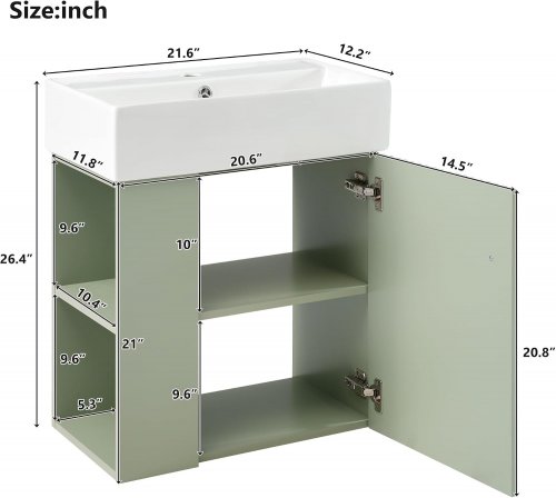 BATHROOM VANITY WITH LEFT SIDE STORAGE - 20" X 20" - GREEN (MODEL: KYVCCA0473) image 2