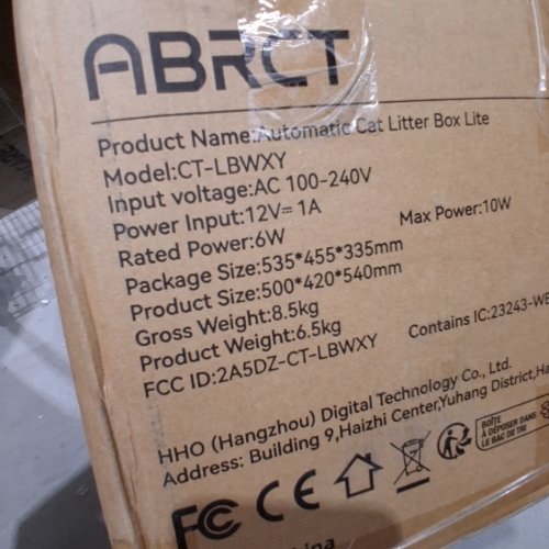 ABRCT AUTOMATIC SELF CLEANING LITTER BOX - WHITE/GREY (MODEL: CT-LBWXY) image 3
