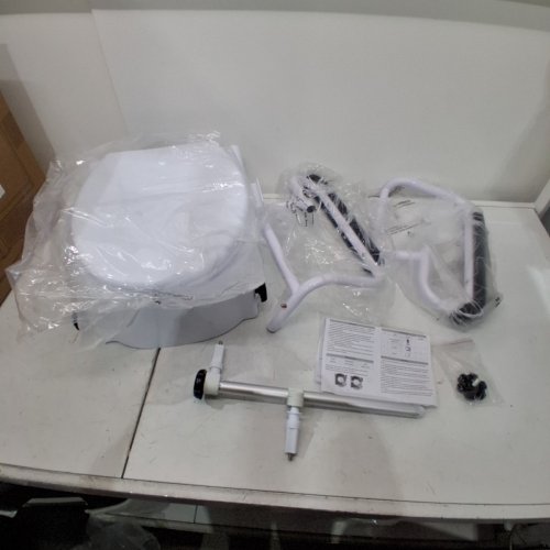 3-LEVEL ADJUSTABLE HEIGHT RAISED TOILET SEAT WITH ARMS & 300 LBS LOAD CAPACITY - 19.1" X 22.05" X 14.8" - WHITE (MODEL: SC7060H) image 2