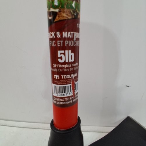 PROYARD PICK & MATTOCK - 5 LBS, 36" FORGED STEEL HEAD FIBERGLASS HANDLE - RED / BLACK (ITEM: 130606) image 2