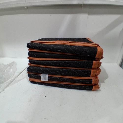6PK AMAZON BASICS MOVING BLANKETS - 72" X 40" - BLACK/ORANGE image 2
