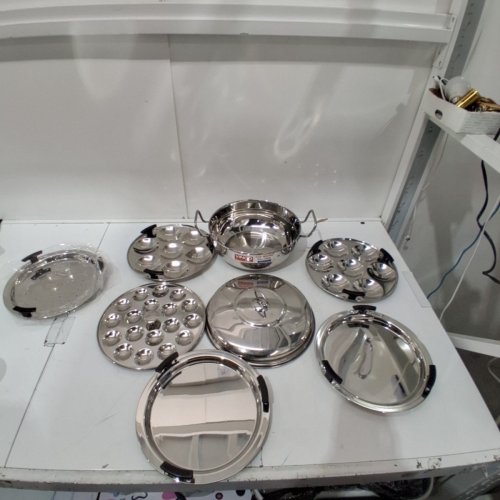 7PC VINOD STAINLESS STEEL MULTI KADAI COOKWARE SET - 12.5" - SILVER image 3