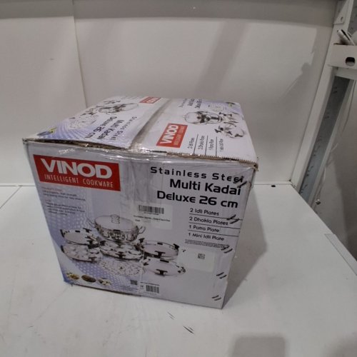 7PC VINOD STAINLESS STEEL MULTI KADAI COOKWARE SET - 12.5" - SILVER image 5