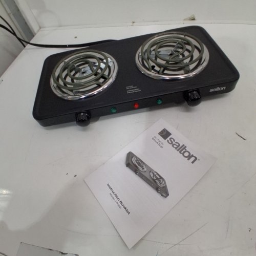 SALTON PORTABLE ELECTRIC HOT PLATE DOUBLE BURNER COOKTOP - 1800W - BLACK (MODEL: HP1941) image 3