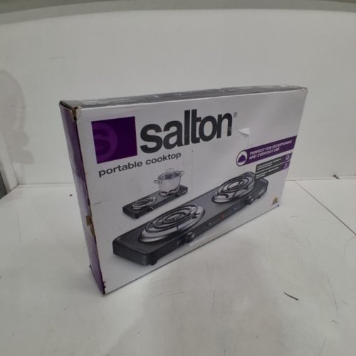 SALTON PORTABLE ELECTRIC HOT PLATE DOUBLE BURNER COOKTOP - 1800W - BLACK (MODEL: HP1941) image 5