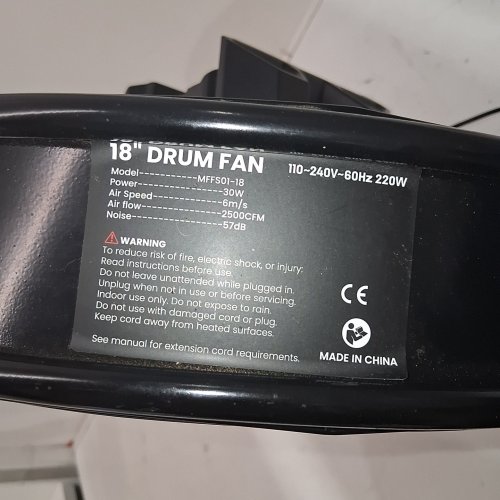 MELLIF INDUSTRIAL DRUM FAN - 18" - BLACK image 3