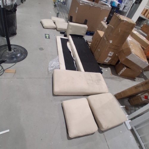 UPHOLSTERED SOFA LOVESEAT WITH ARM RESTS - 72" - BEIGE AND BLACK image 6