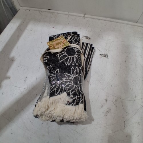 6PK MADE IN PORTUGAL KITCHEN TOWELS - 20" X 28" - BLACK/ WHITE (MODEL: 3400770) image 2