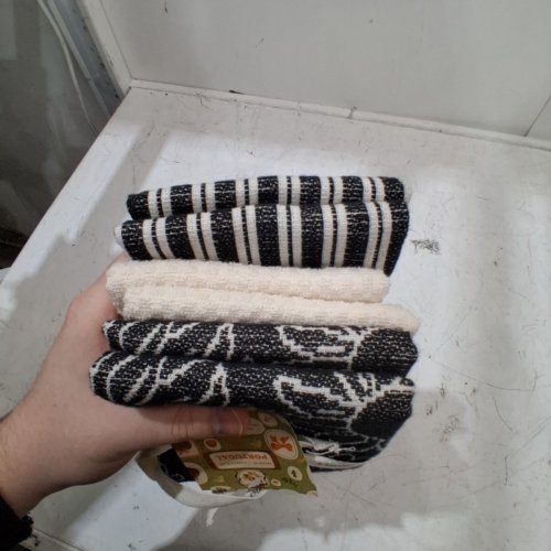 6PK MADE IN PORTUGAL KITCHEN TOWELS - 20" X 28" - BLACK/ WHITE (MODEL: 3400770) image 3
