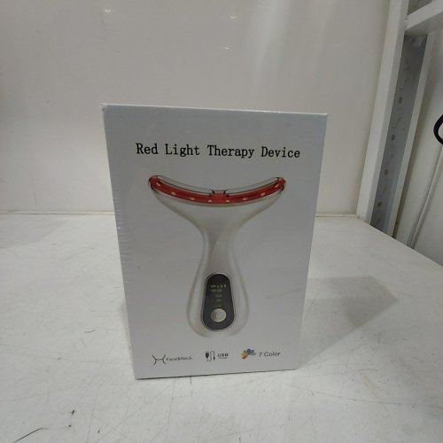 FACIAL AND NECK RED LIGHT THERAPY DEVICE - WHITE / RED image 2