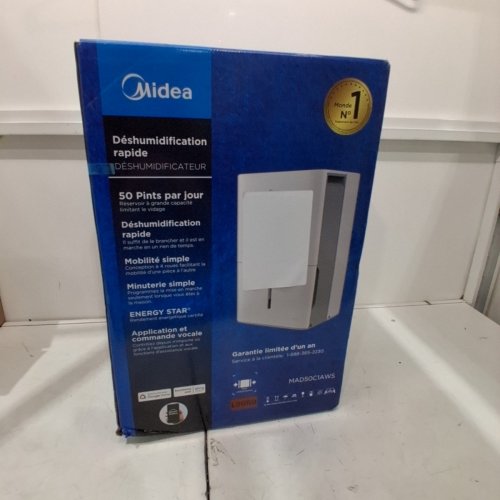 MIDEA ENERGY STAR CERTIFIED DEHUMIDIFIER WITH REUSABLE AIR FILTER AND APP CONTROL - 4,500 SQ.FT - 23.6L - WHITE (MODEL: MAD50C1AWS-A) image 2