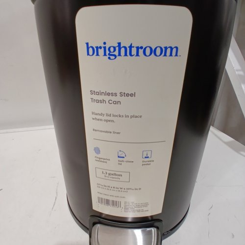 BRIGHTROOM STAINLESS STEEL TRASH CAN - 1.3 GAL - 11.5" X 8" X 10.5" - BLACK image 2